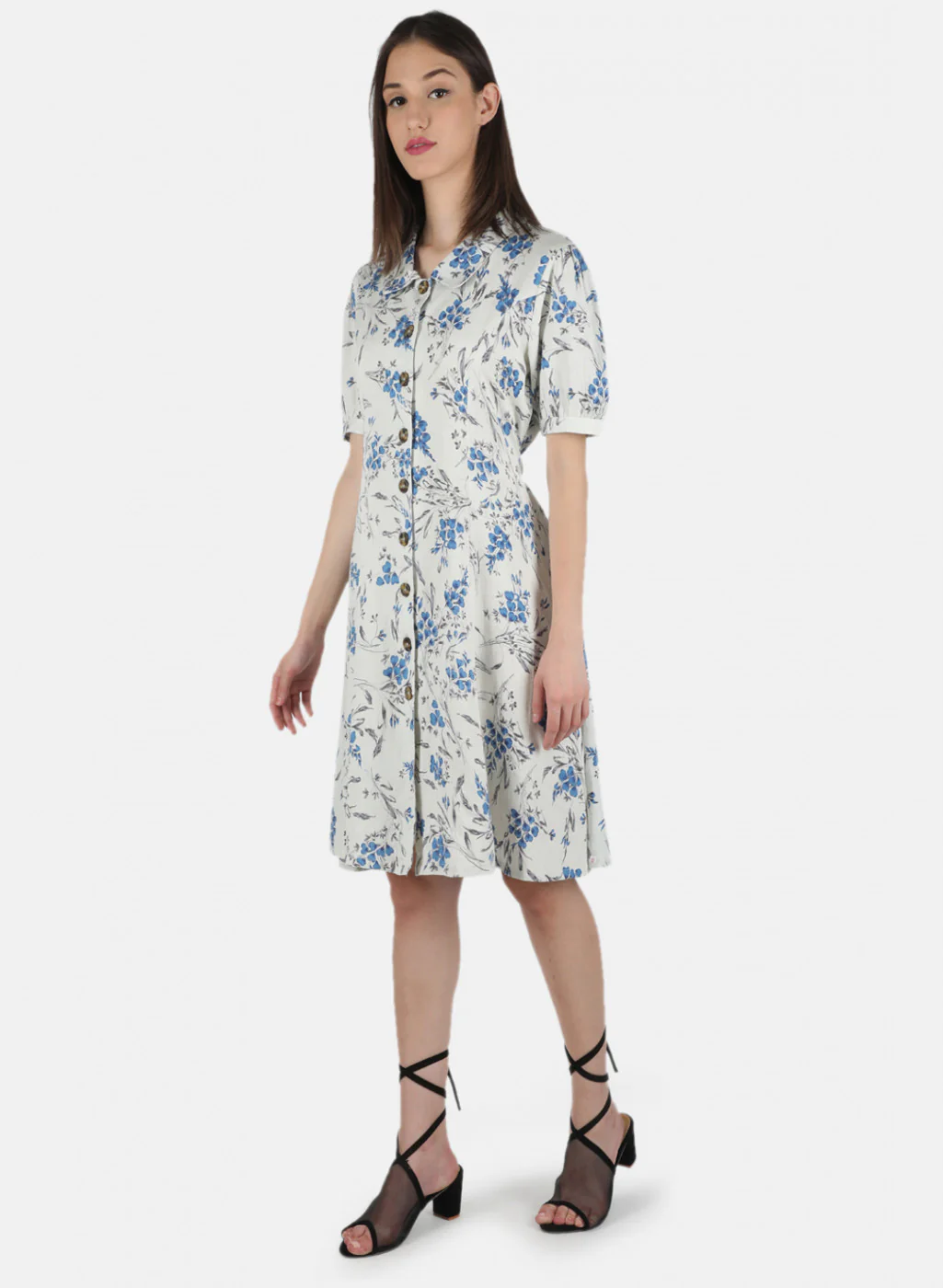 Women Blue Printed Dress - Image 2