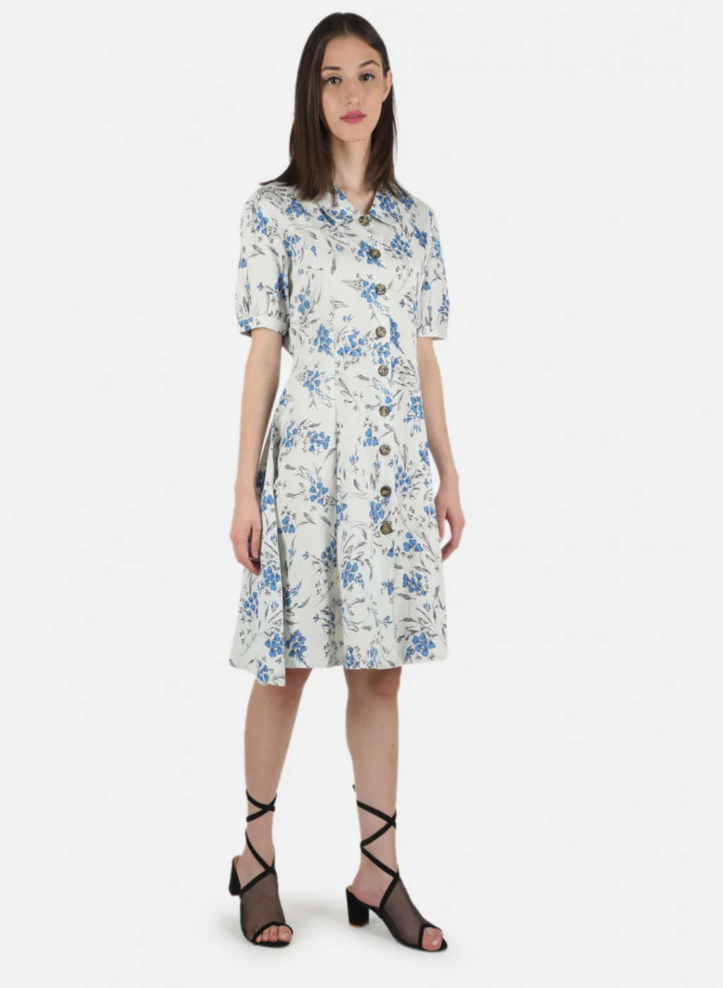 Women Blue Printed Dress - Image 6