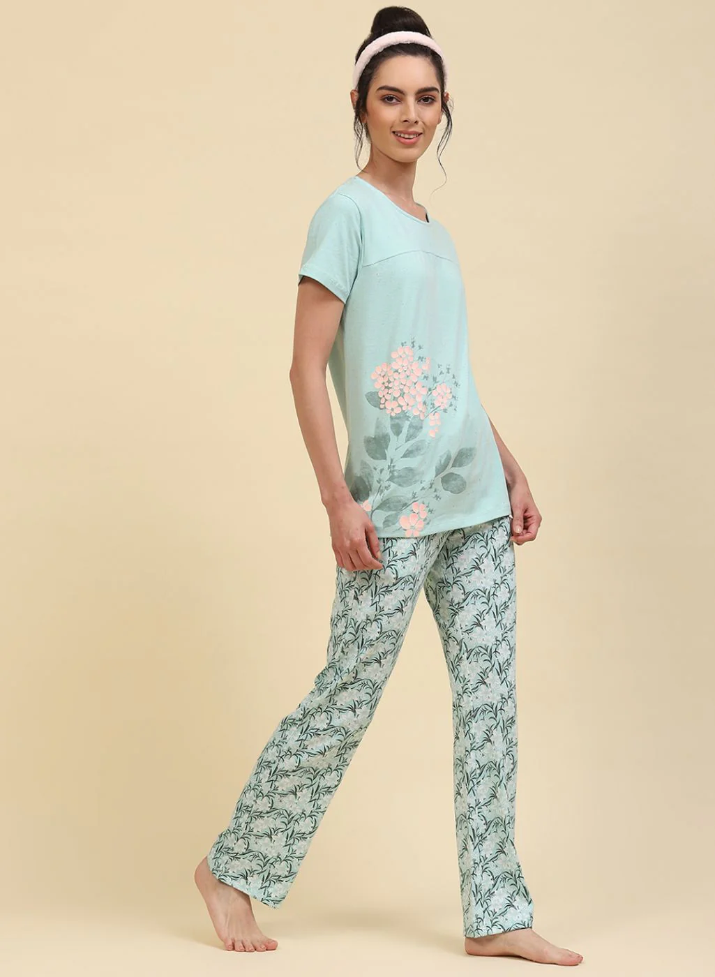 Women Blue Printed Lower Set - Image 3