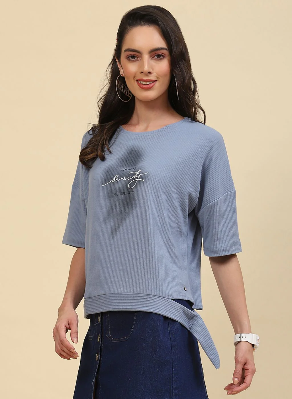 Women Blue Printed Top - Image 2