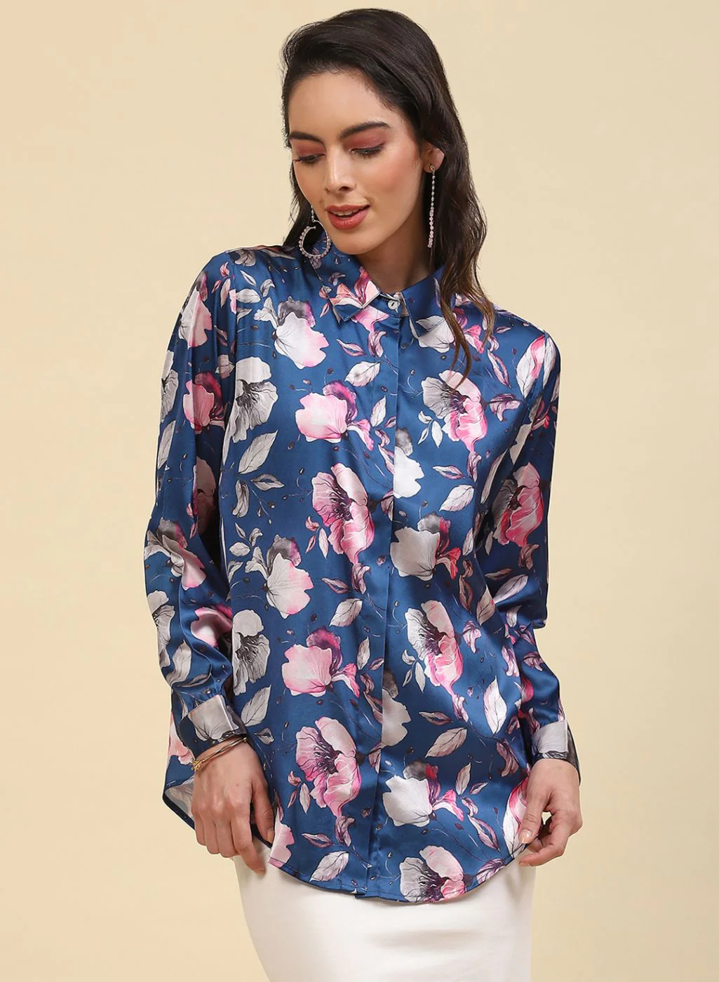 Women Blue Printed Top - Image 2