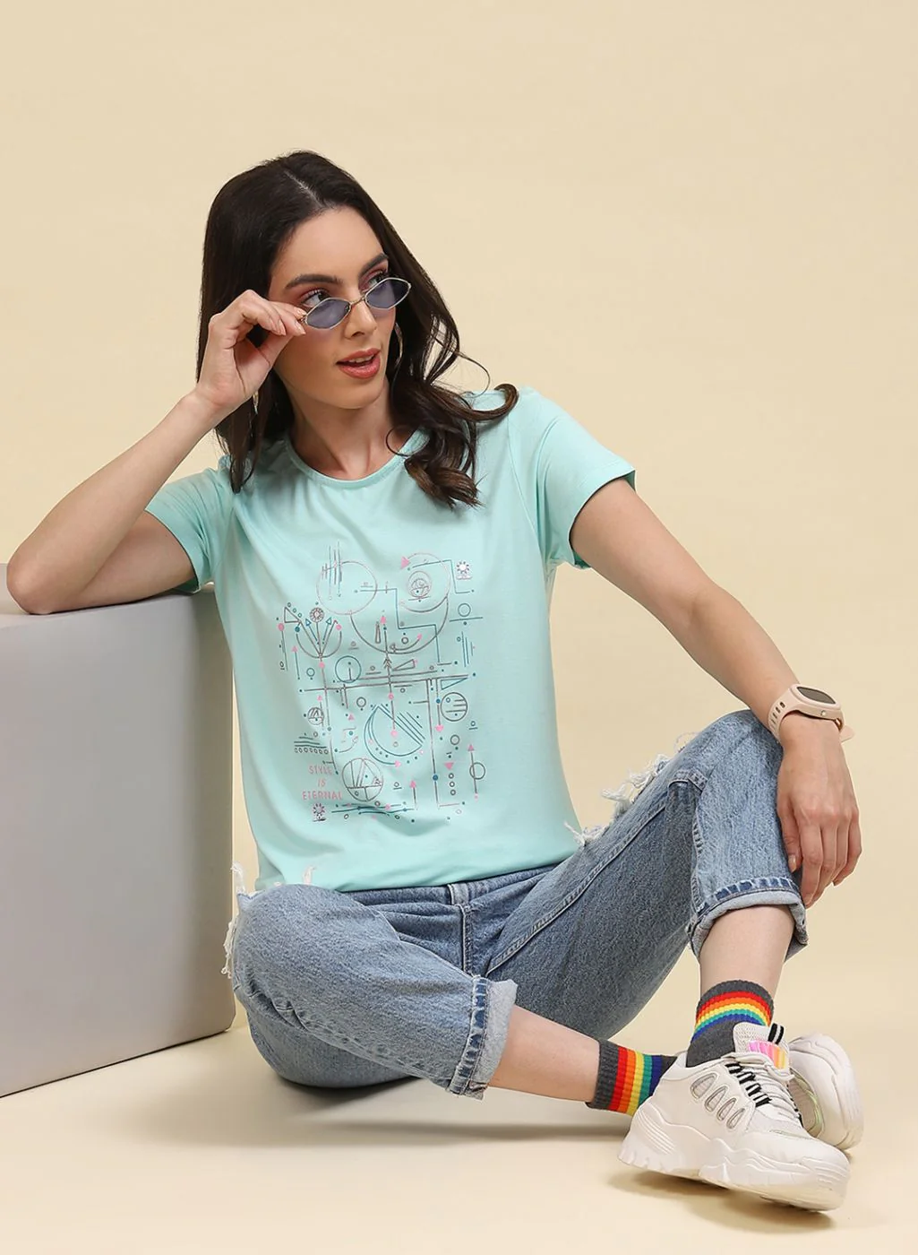 Women Blue Printed Top - Image 5