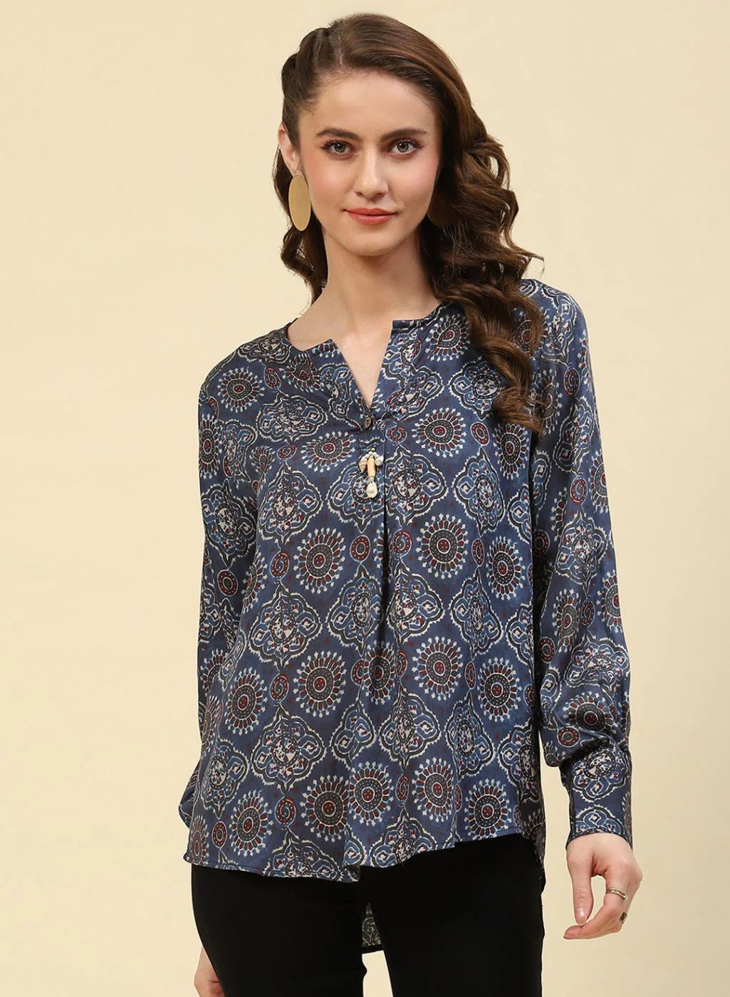 Women Blue Printed Top - Image 2