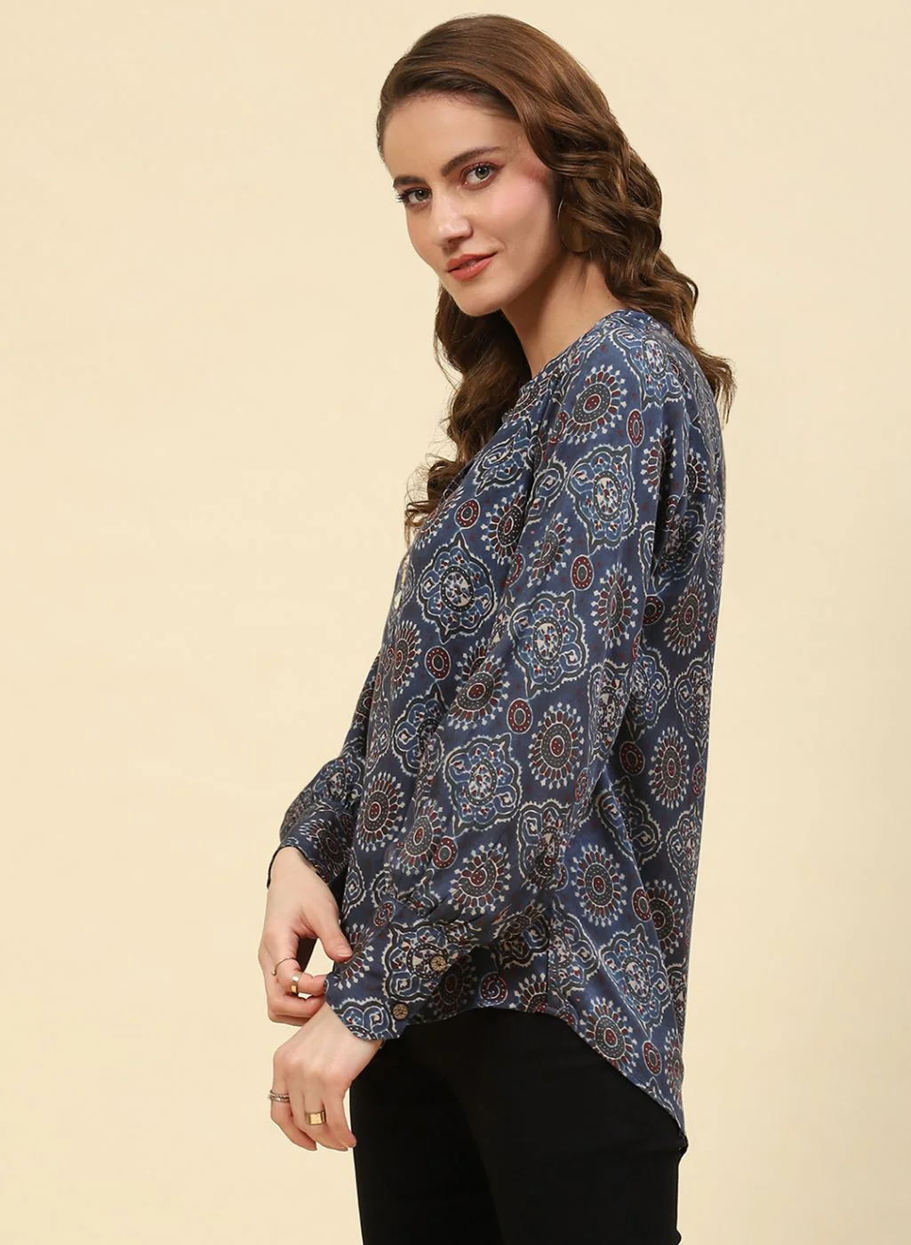 Women Blue Printed Top - Image 3