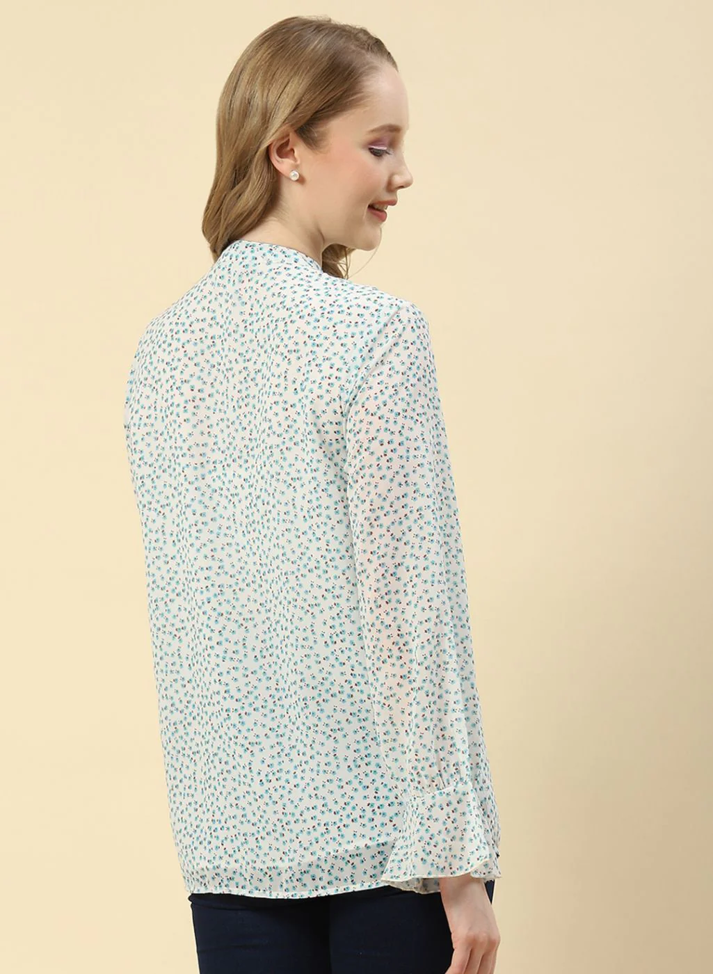 Women Blue Printed Top - Image 4