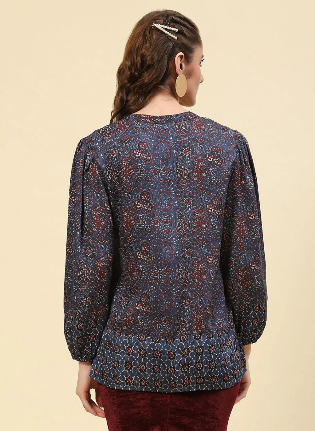 Women Blue Printed Top - Image 4
