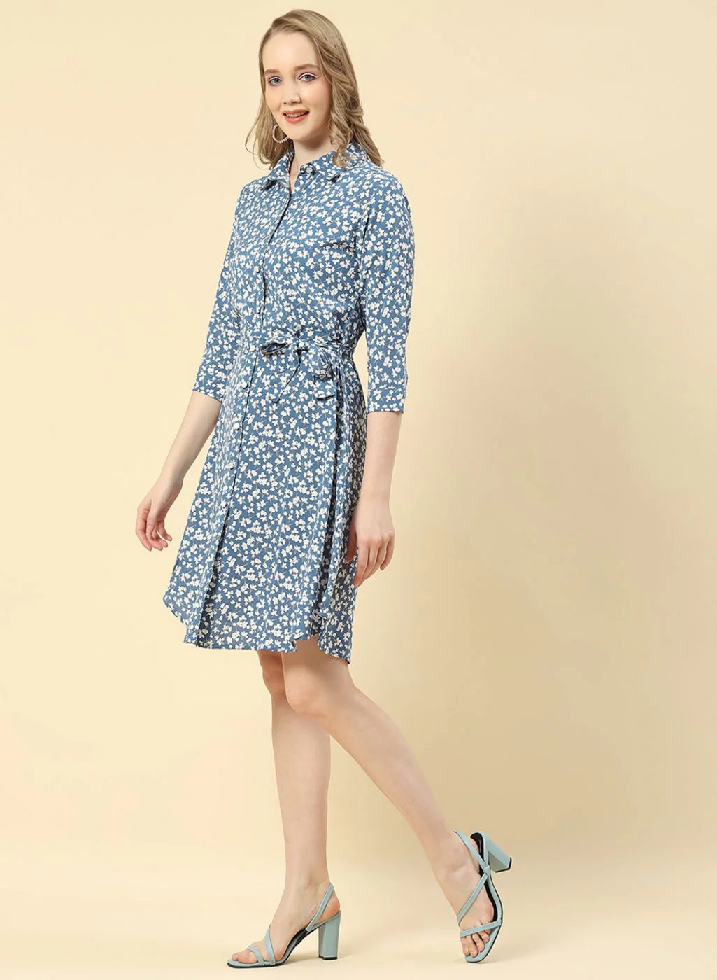 Women Blue Printed Tunic - Image 2