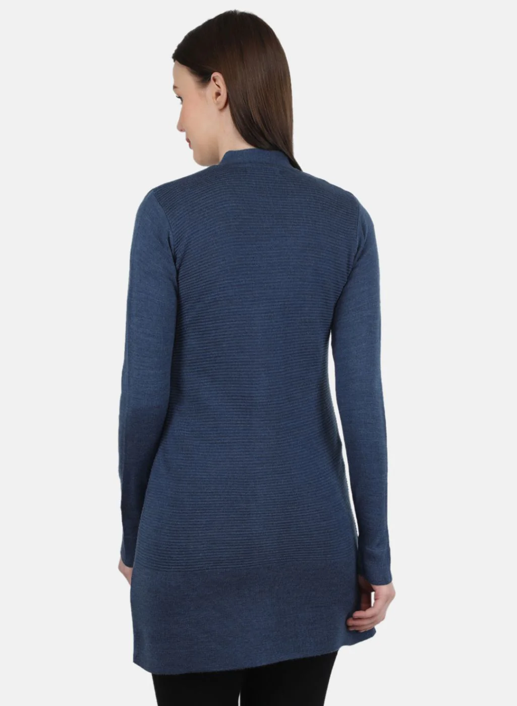 Women Blue Self Design Cardigan - Image 3