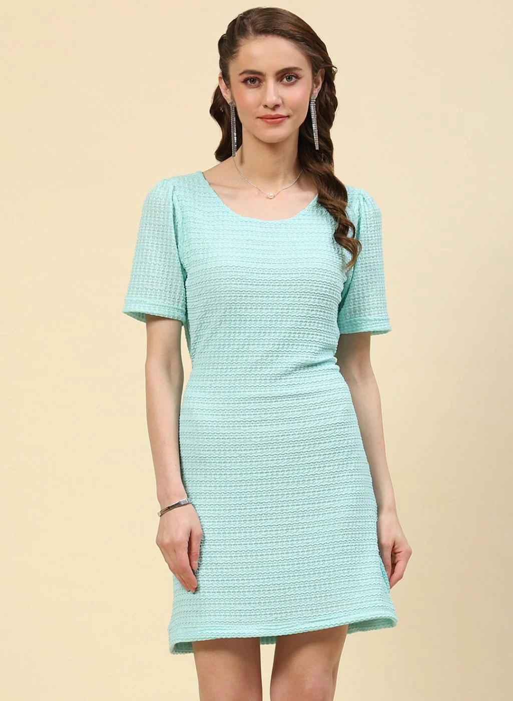 Women Blue Solid Dress - Image 2