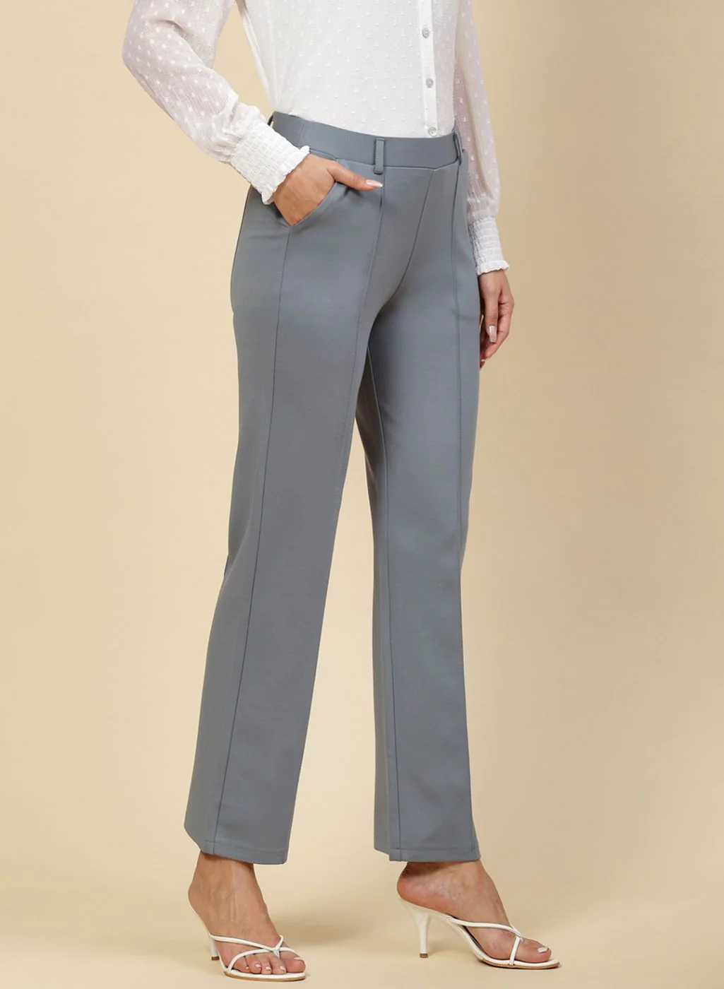 Women Blue Solid Jegging - Image 5