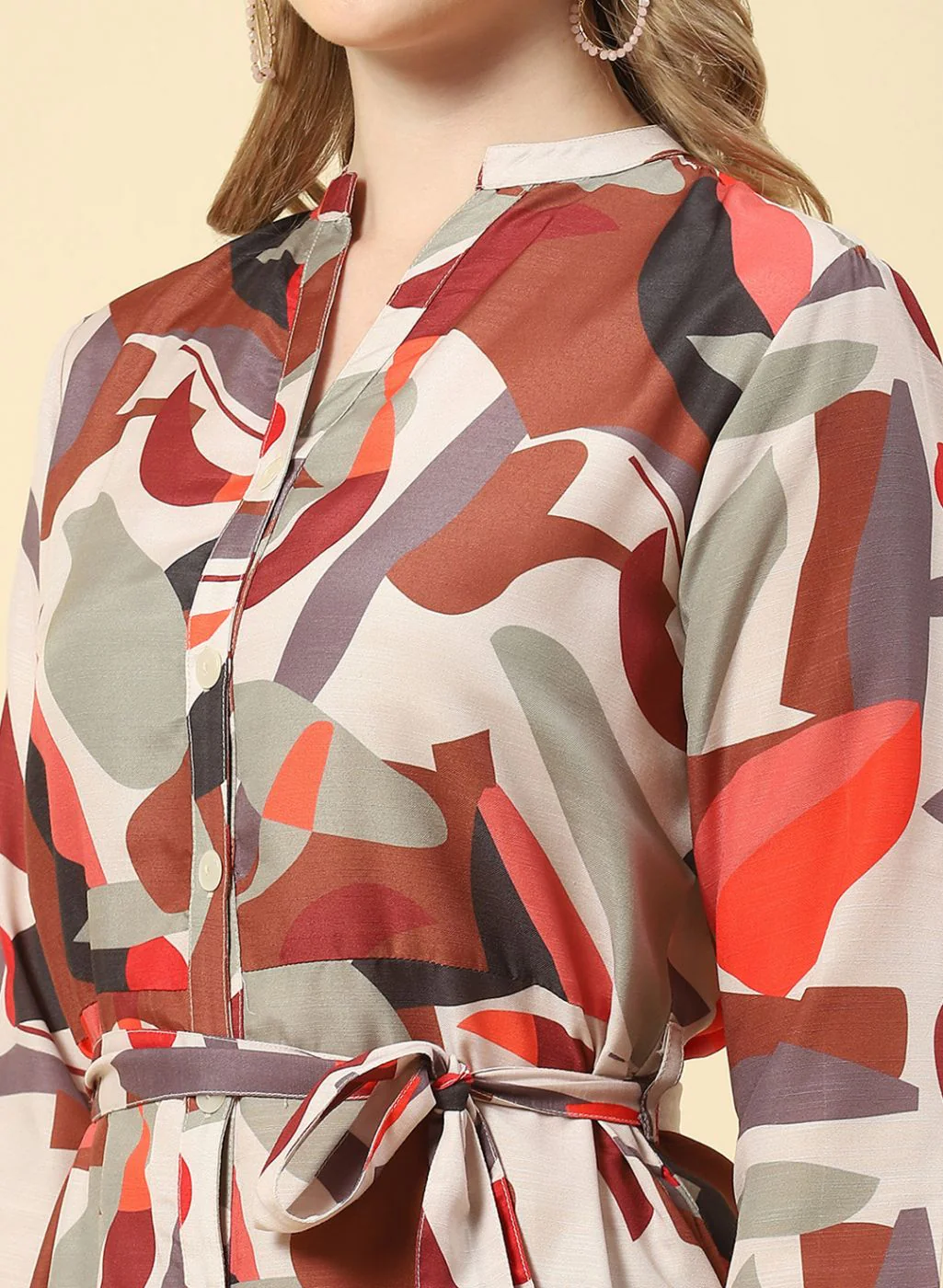 Women Brown Printed Dress - Image 6
