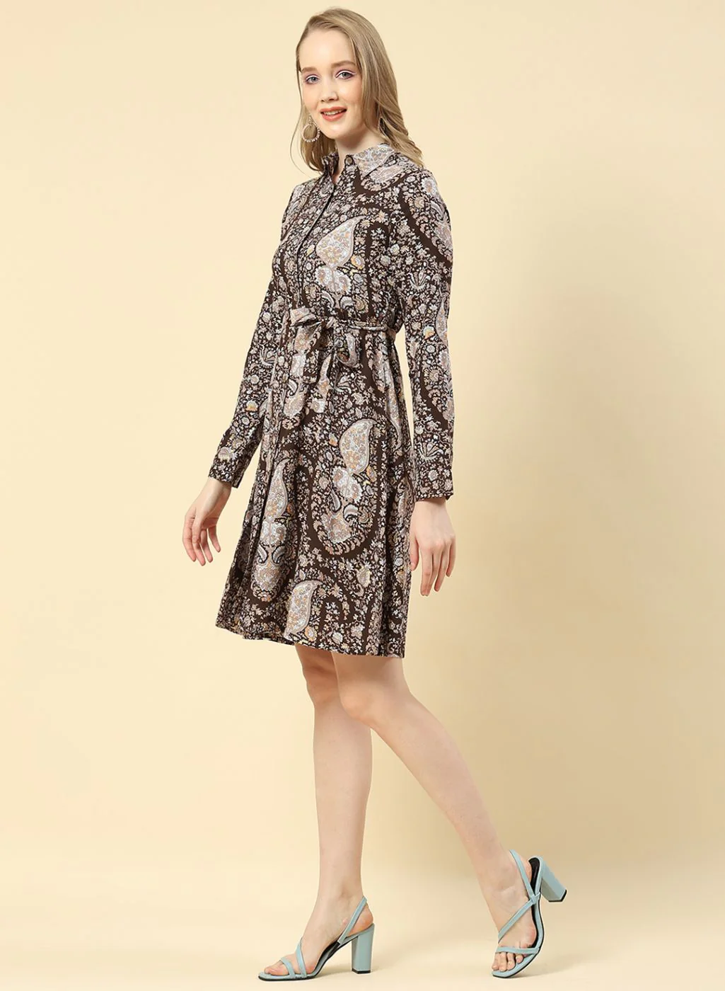 Women Brown Printed Tunic - Image 2