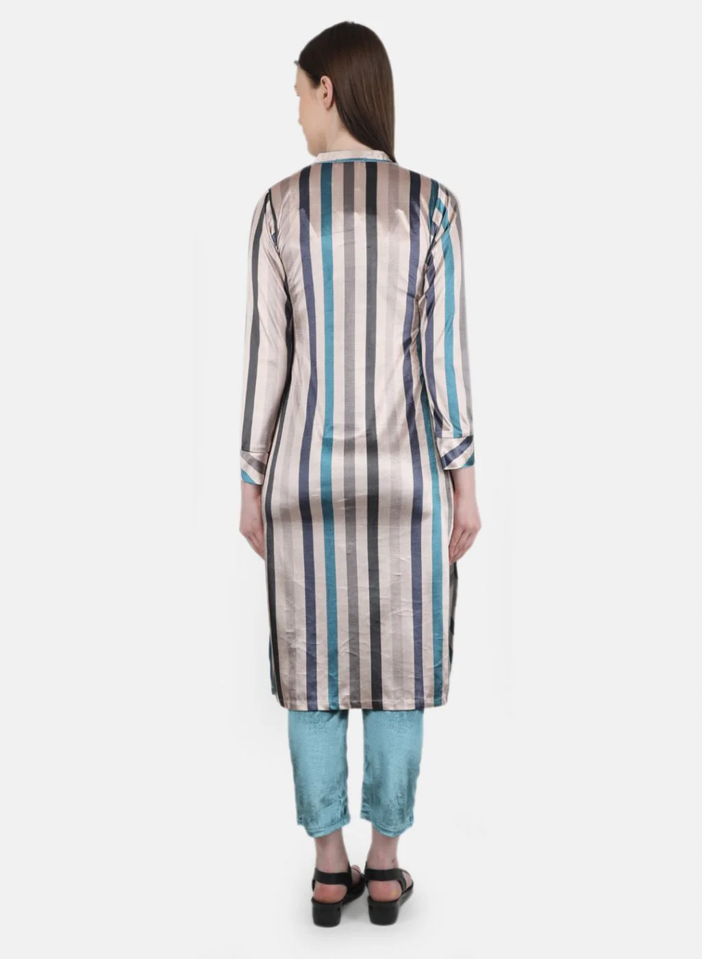 Women Cream Kurti+Lower Set for Winter - Image 3