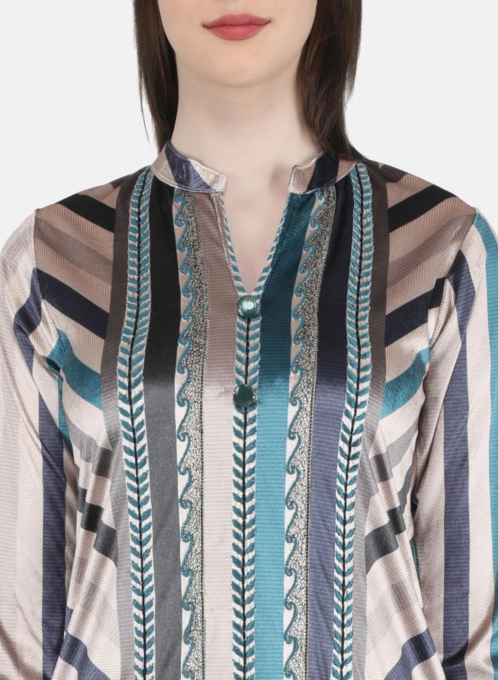 Women Cream Kurti+Lower Set for Winter - Image 6