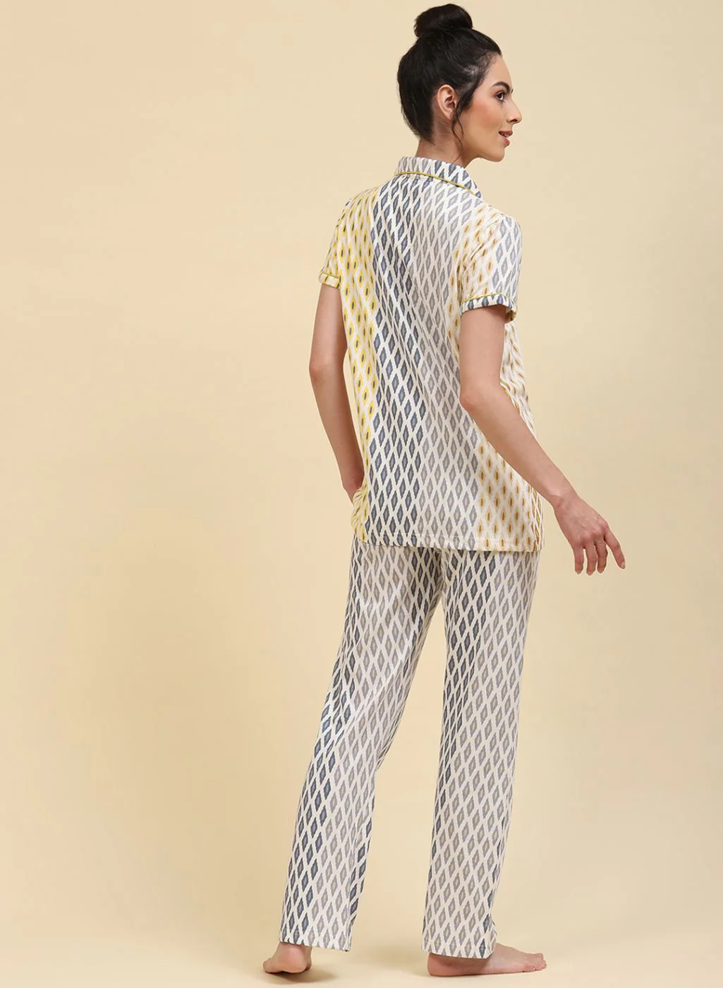 Women Cream Printed Lower Set - Image 4
