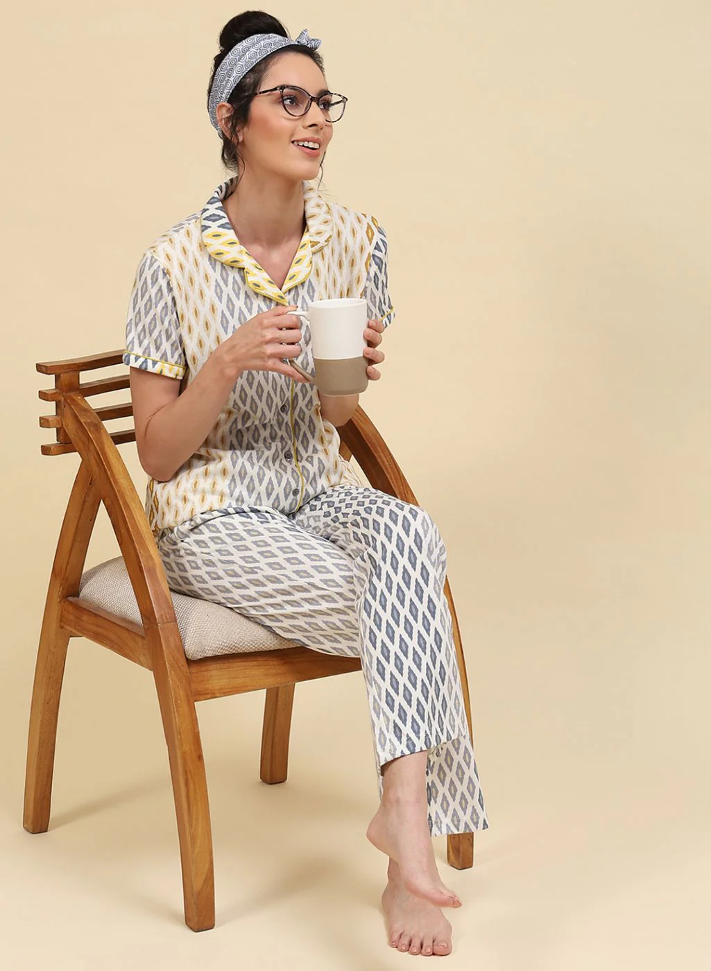 Women Cream Printed Lower Set - Image 5
