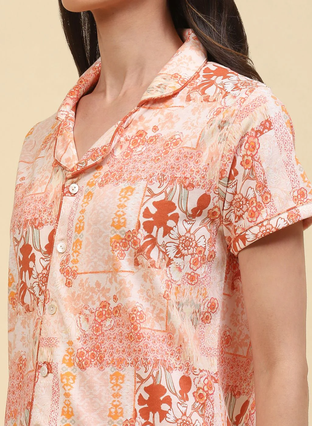 Women Cream Printed Lower Set - Image 6