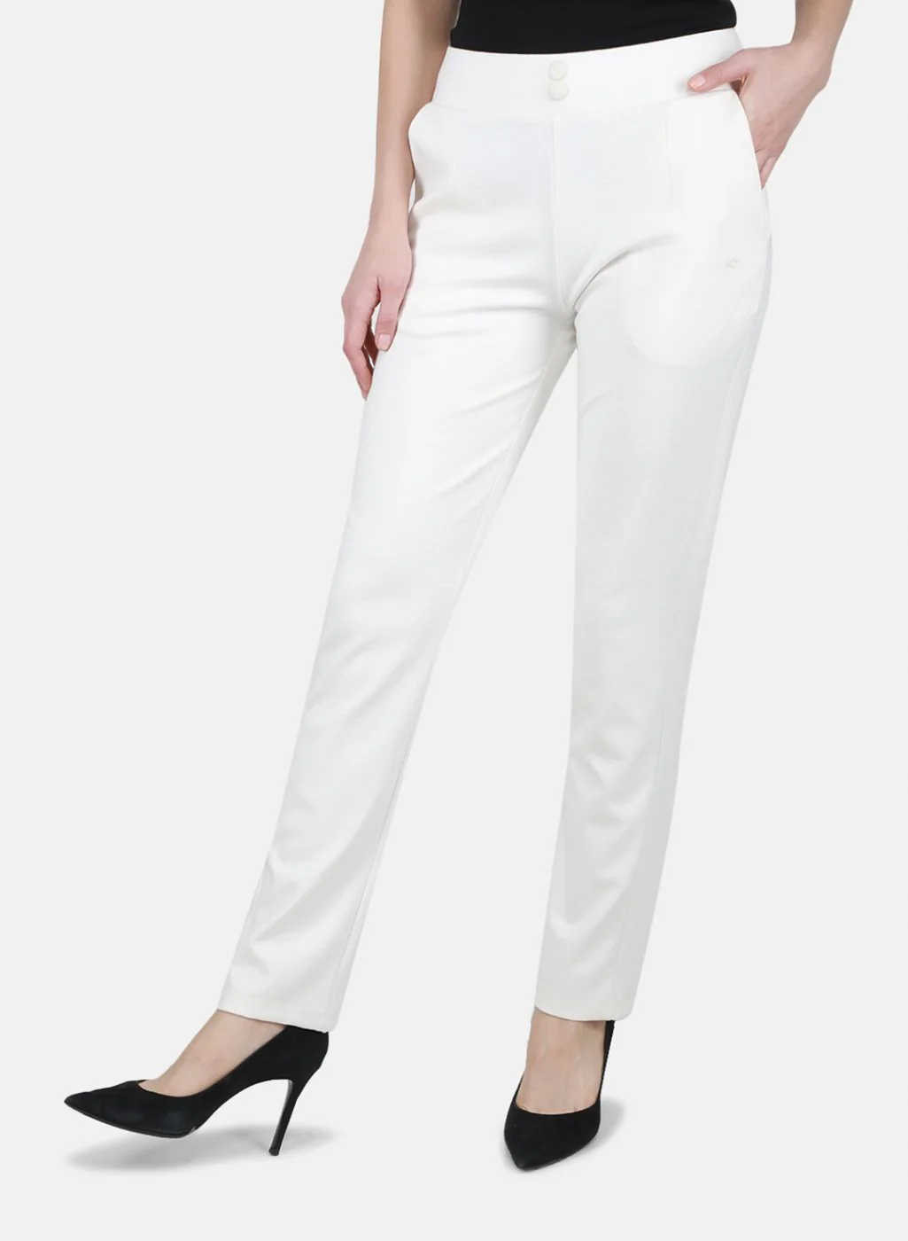 Women Cream Regular Fit Lower - Image 2
