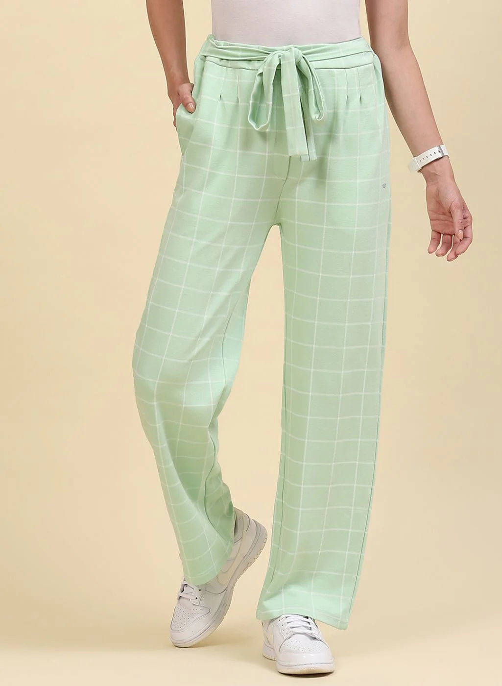 Women Green Jaquard Palazzo Set