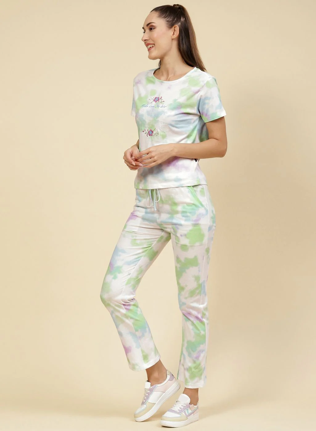 Women Green Printed CoordiNAte Set - Image 3