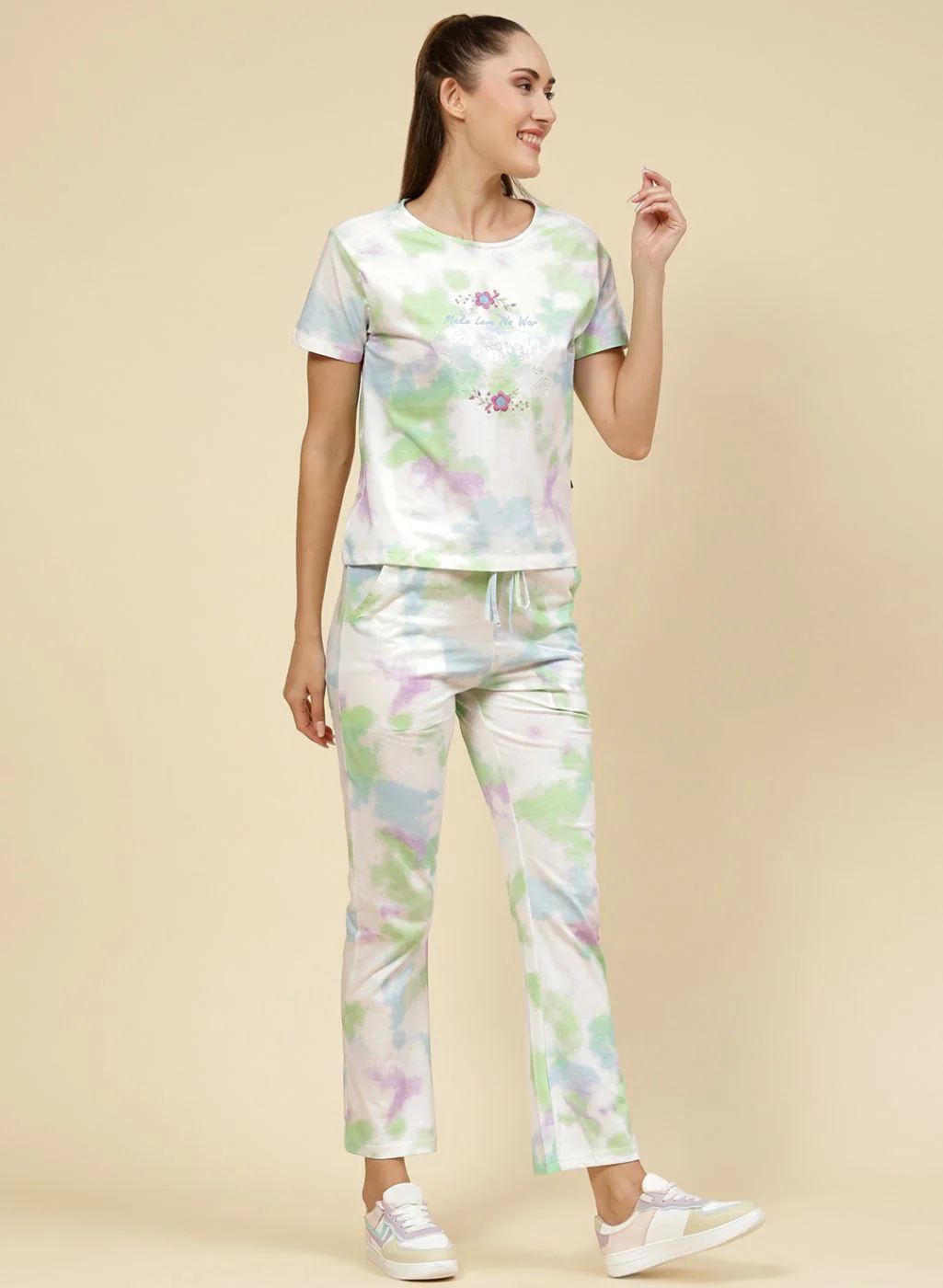 Women Green Printed CoordiNAte Set - Image 4