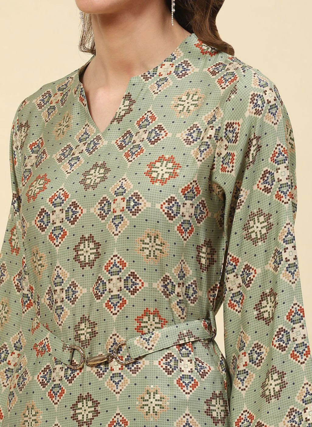 Women Green Printed CoordiNAte Set - Image 6