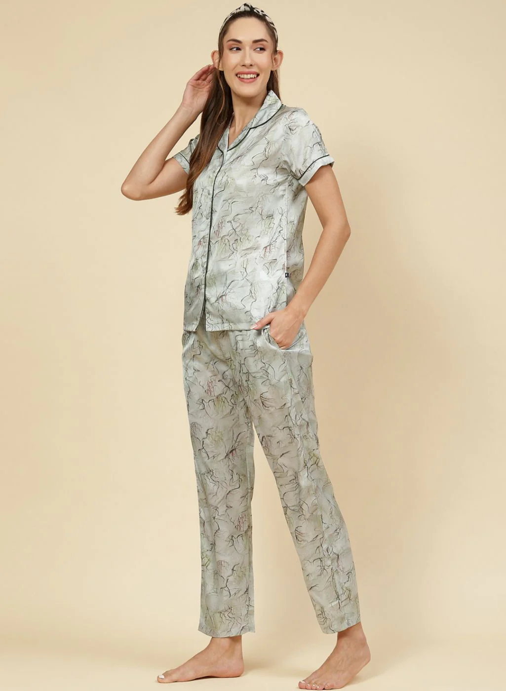 Women Green Printed Lower Set - Image 3