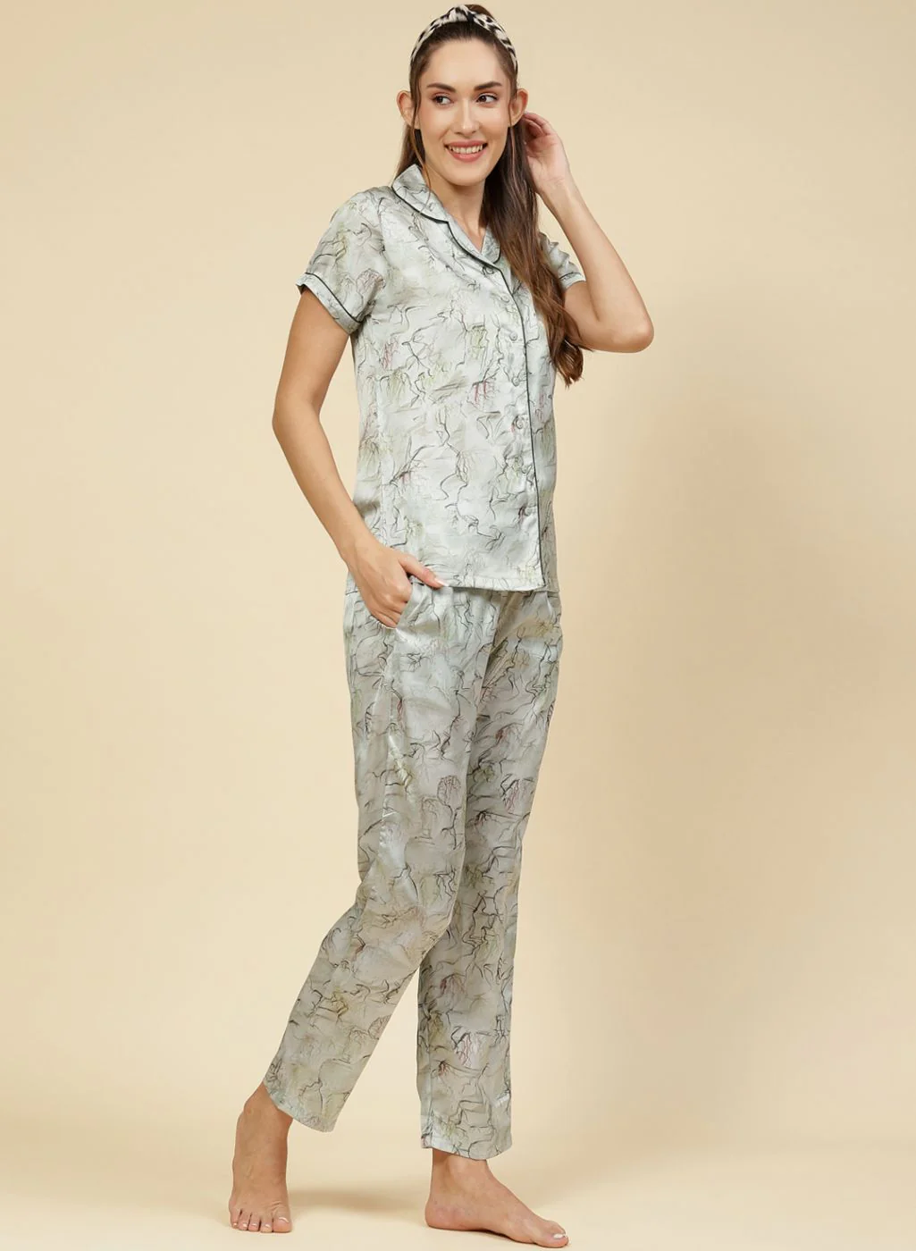 Women Green Printed Lower Set - Image 4