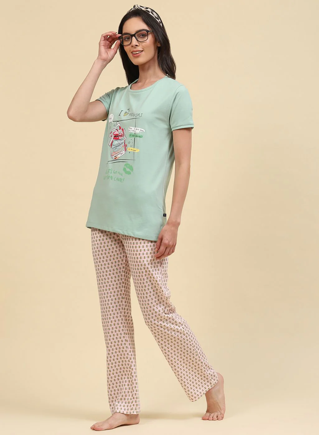Women Green Printed Lower Set - Image 3