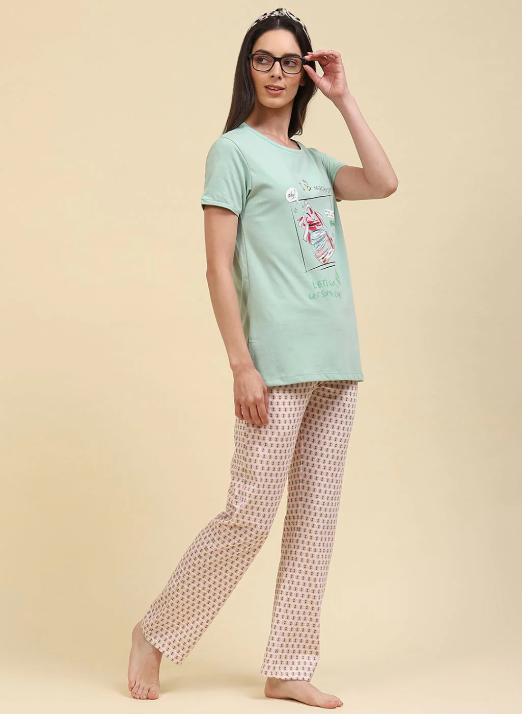 Women Green Printed Lower Set - Image 4
