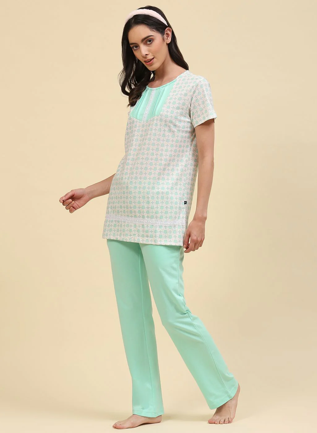 Women Green Printed Lower Set - Image 2