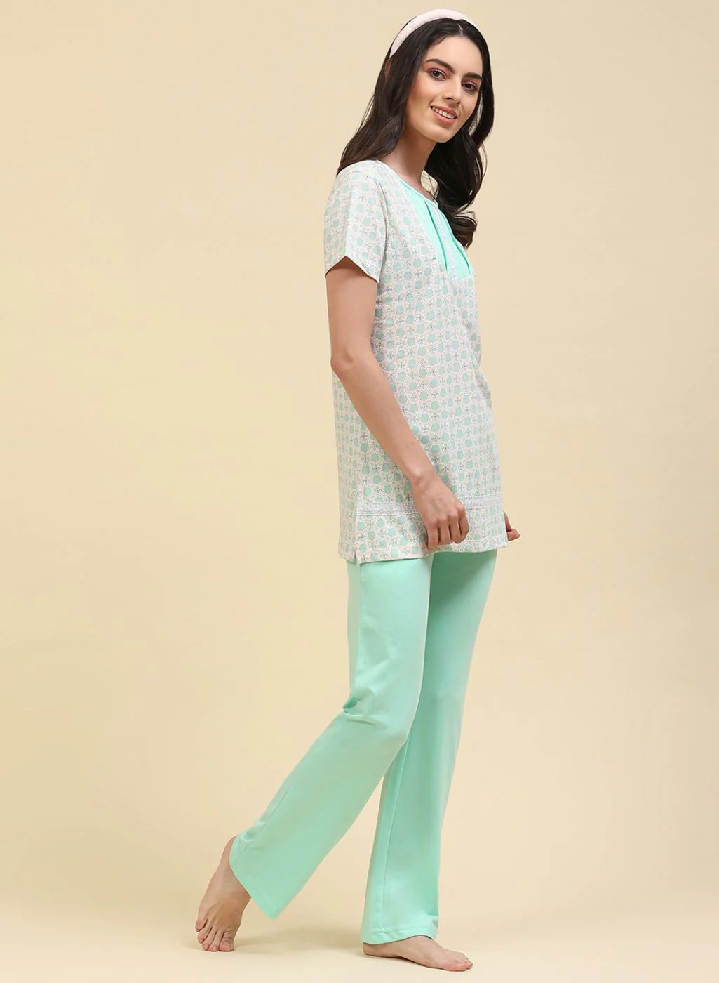 Women Green Printed Lower Set - Image 3