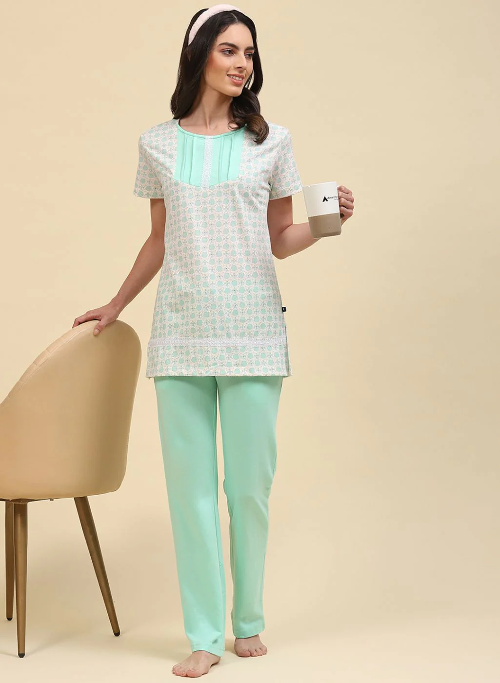 Women Green Printed Lower Set - Image 5