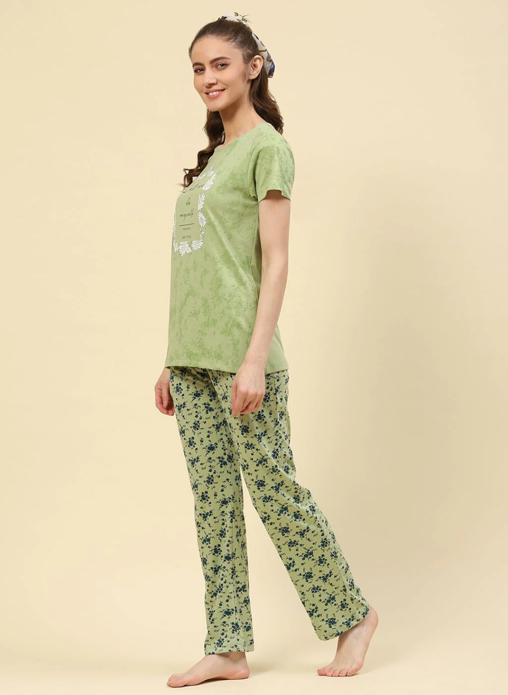 Women Green Printed Lower Set - Image 2