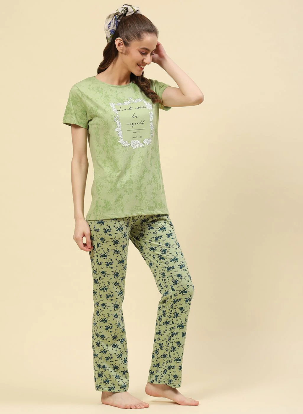 Women Green Printed Lower Set - Image 3
