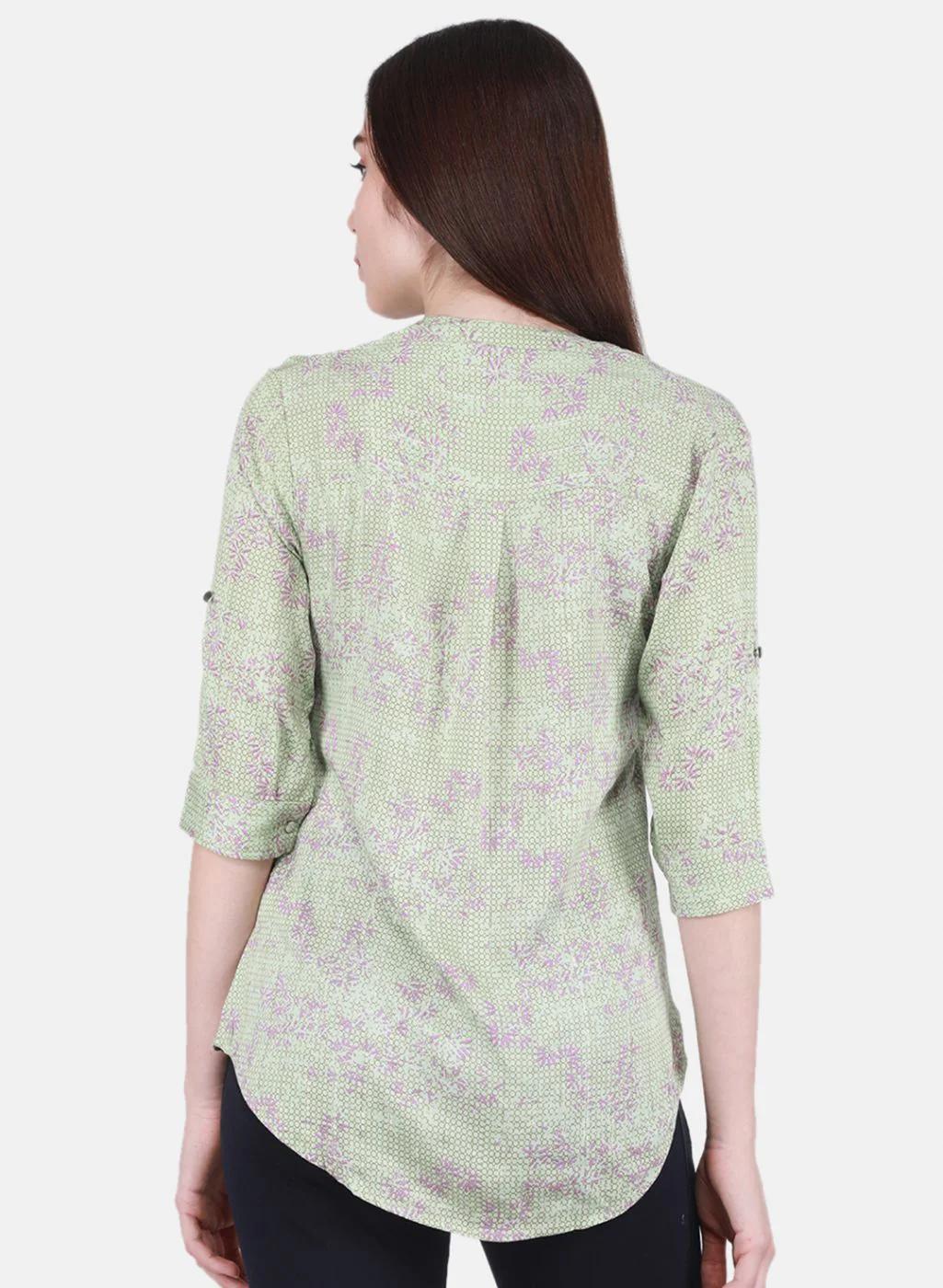 Women Green Printed Top - Image 3