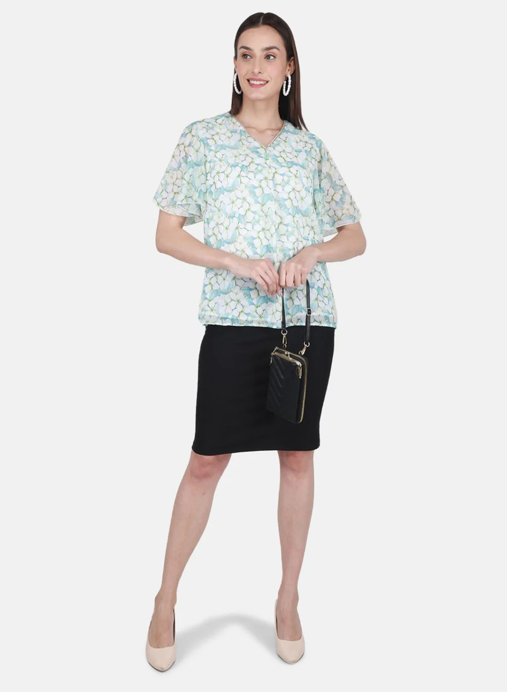 Women Green Printed Top - Image 4