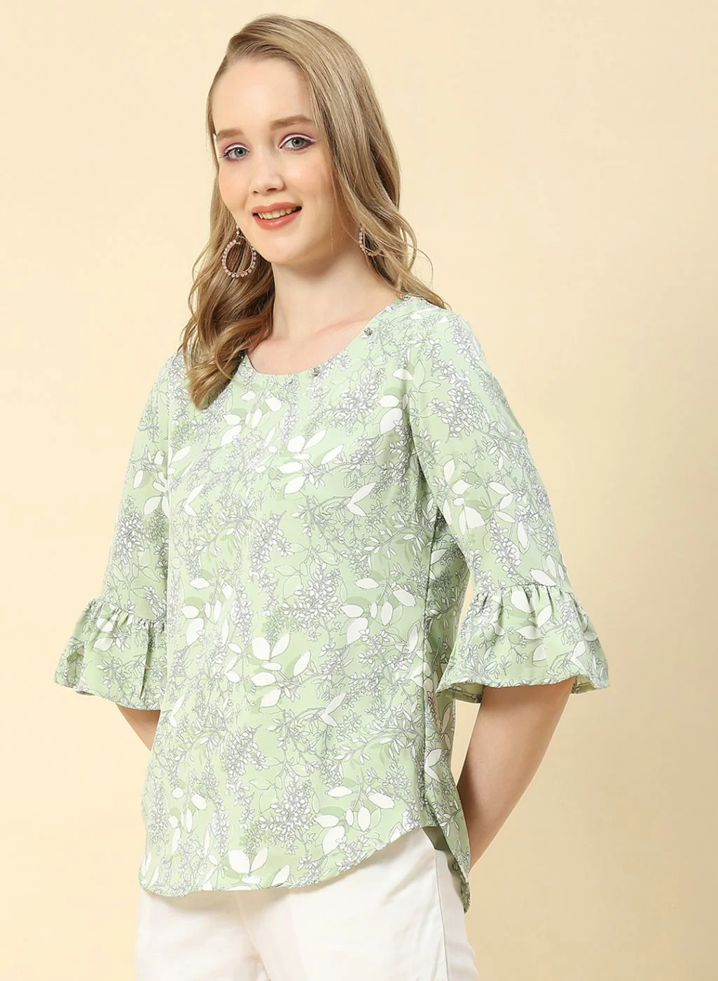 Women Green Printed Top - Image 2