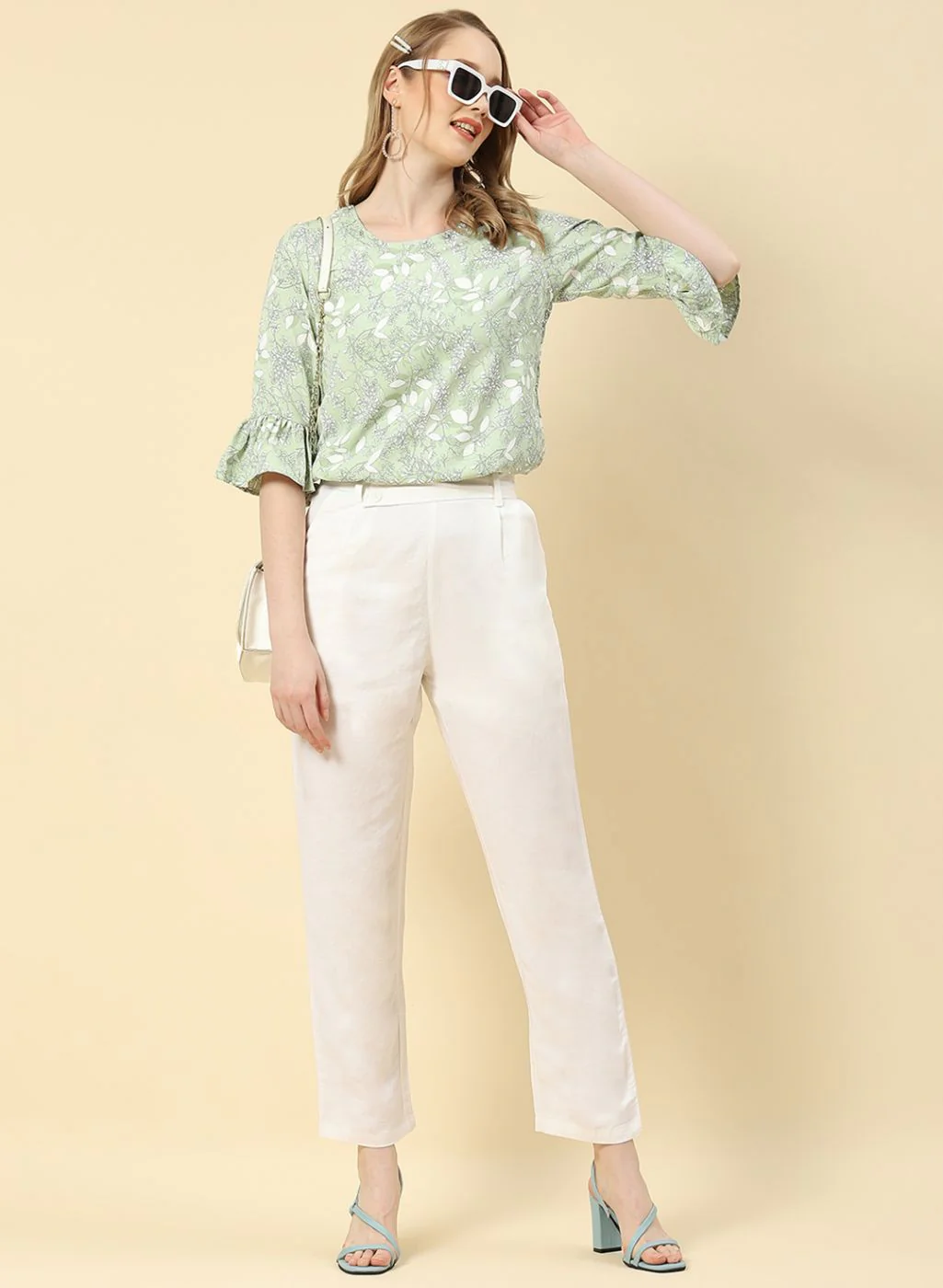 Women Green Printed Top - Image 5