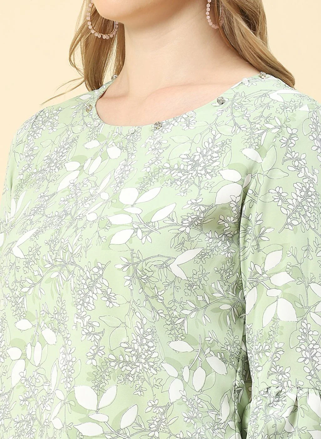 Women Green Printed Top - Image 6
