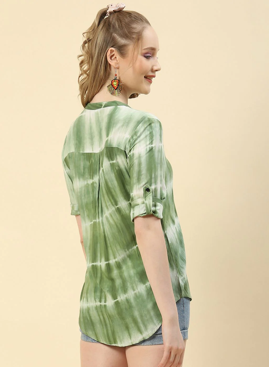 Women Green Printed Top - Image 5