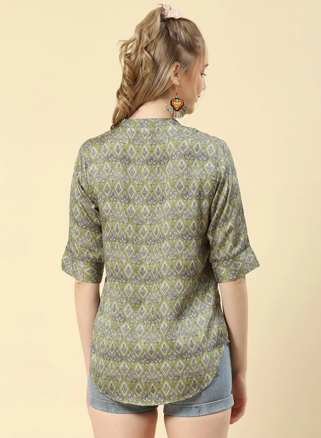 Women Green Printed Top - Image 5