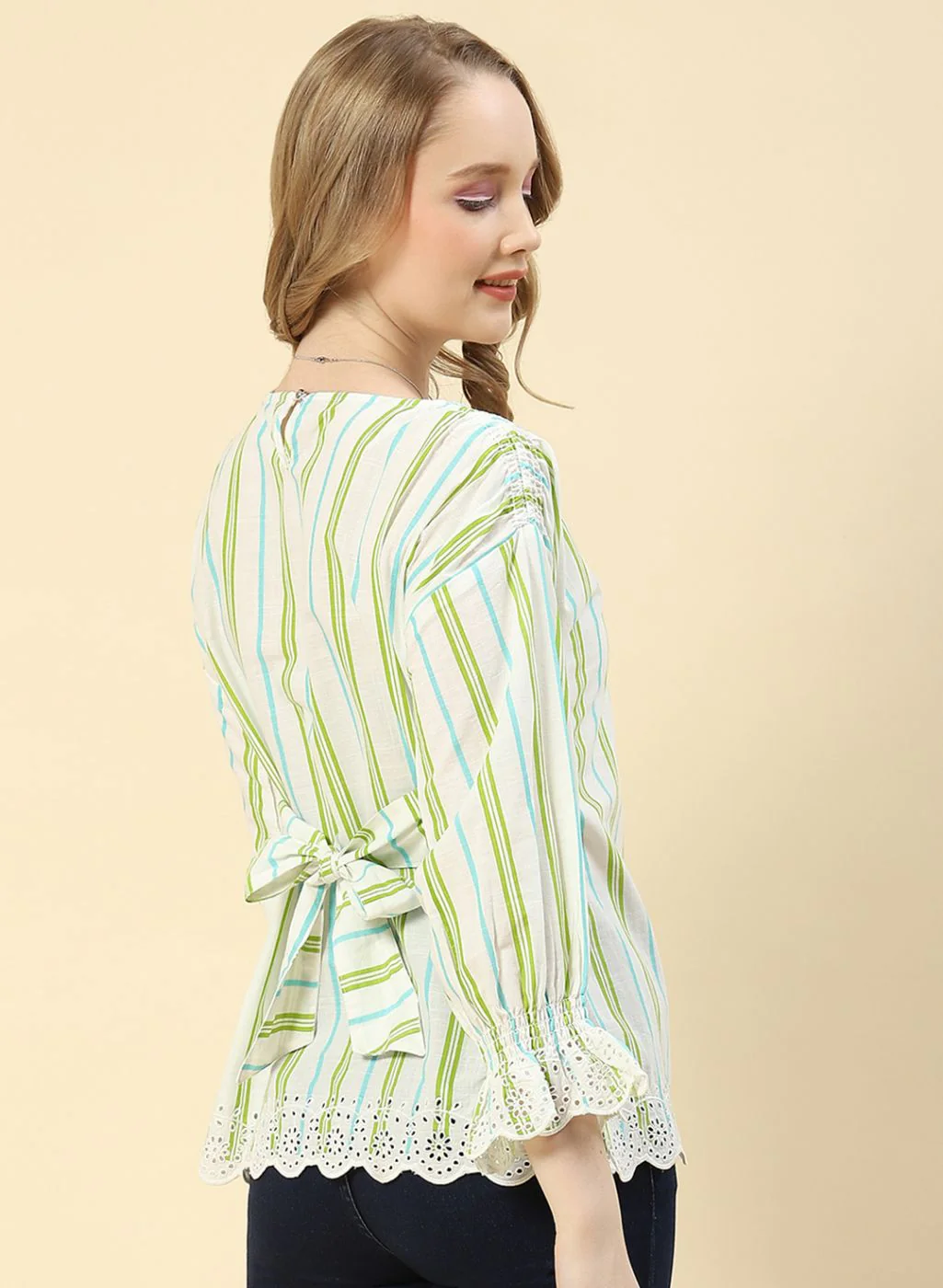 Women Green Printed Top - Image 4