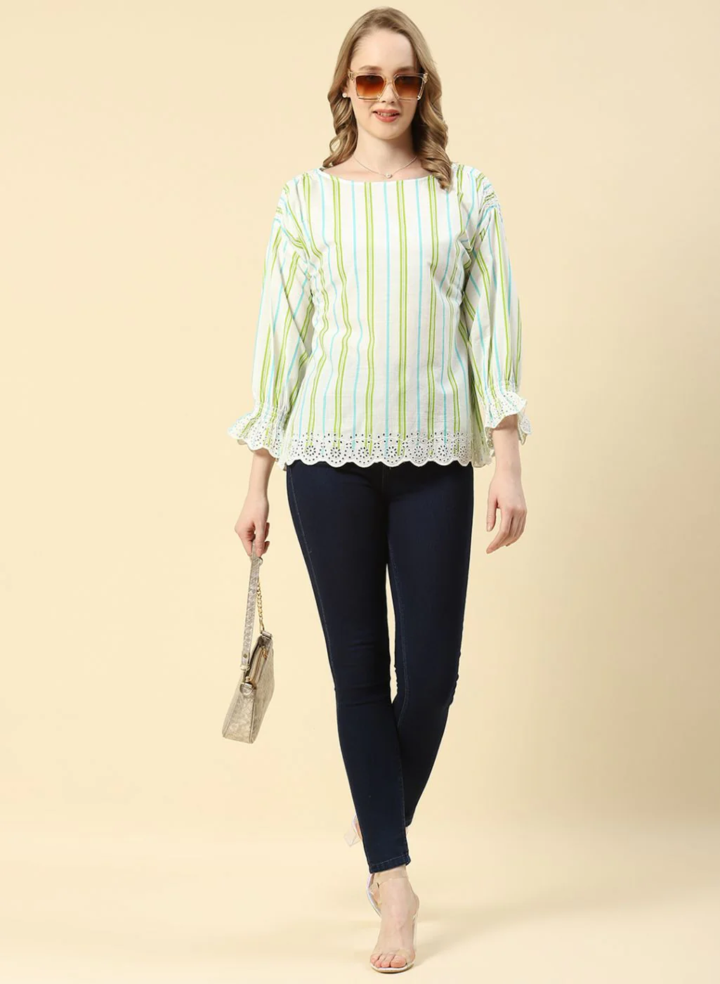 Women Green Printed Top - Image 5