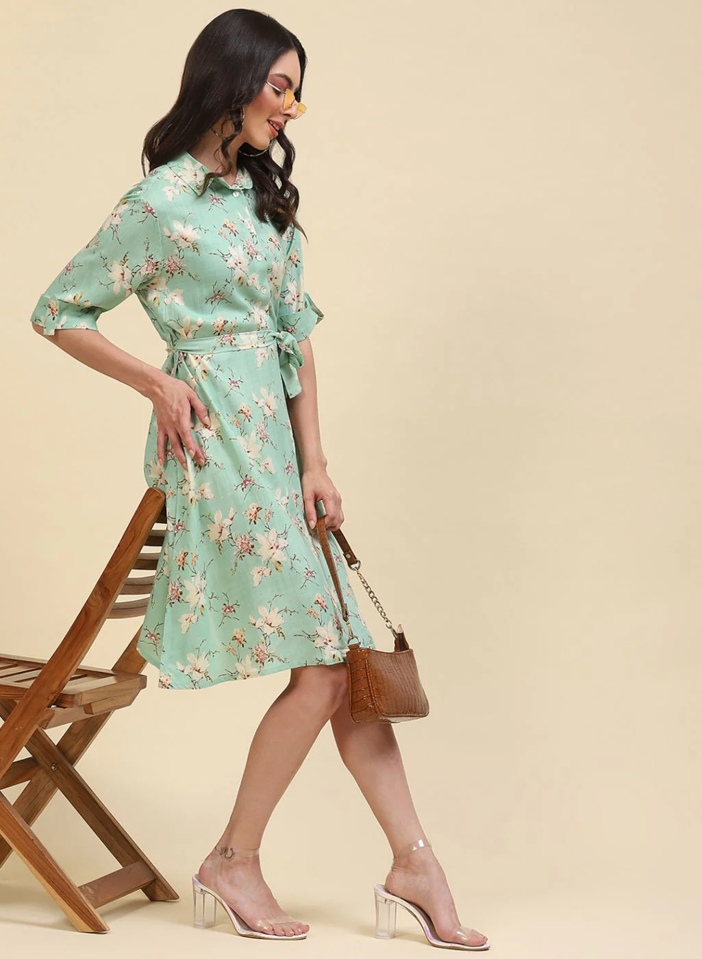Women Green Printed Tunic - Image 5