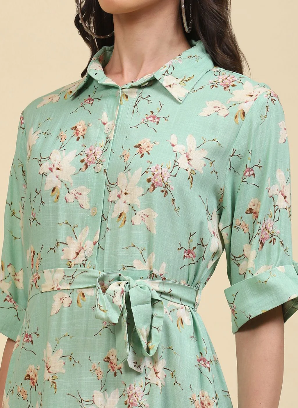 Women Green Printed Tunic - Image 6