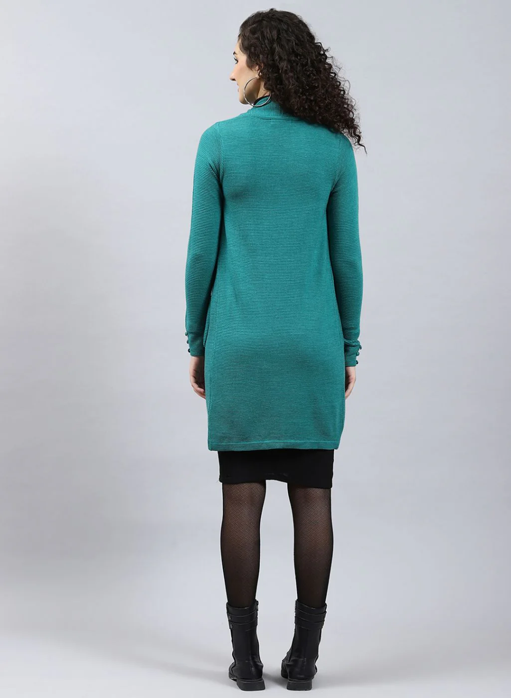 Women Green Self Design Wool blend Cardigan - Image 5
