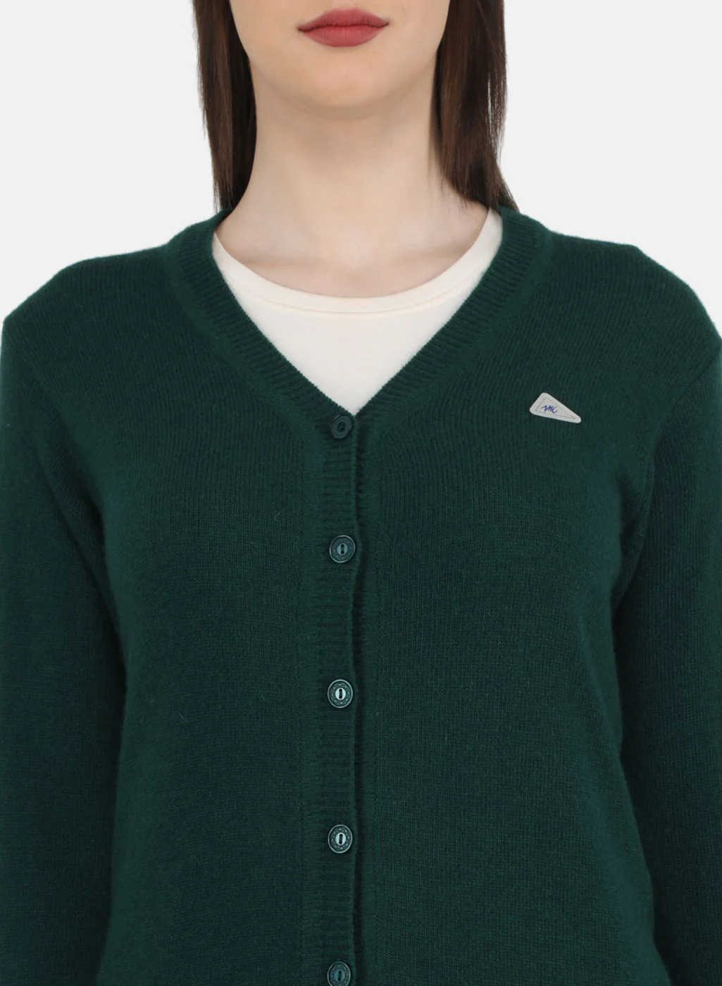 Women Green Solid Cardigan - Image 5