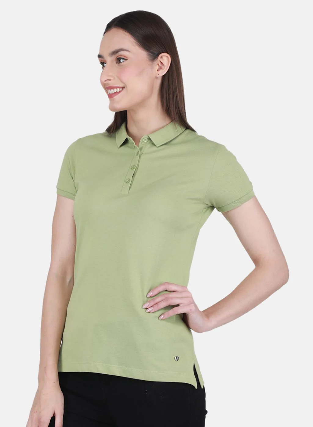 Women Green Solid T-Shirt - Image 2