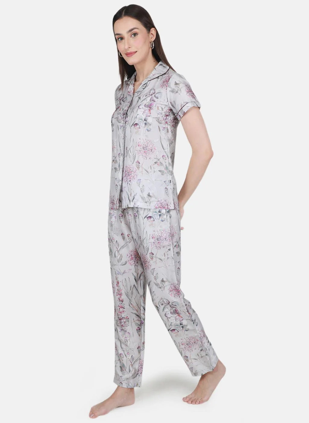 Women Grey Printed Lower Set - Image 2